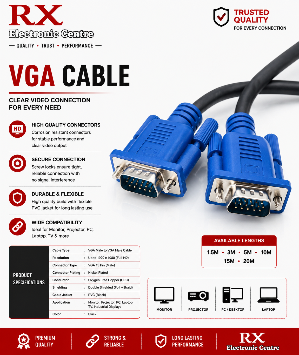 RX Electronic Centre Premium VGA Cable