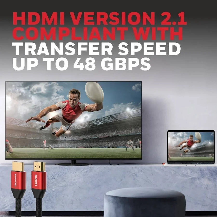 Honeywell HDMI Cable 2.1 with Ethernet, 8k@60Hz, 4k@120Hz UHD Resolution, 1 Mtr(3.3ft), 48 GBPS Transmission Ultra High Speed, Dolby DTS, eARC, 3D,Male-to-Male,Compatible with all HDMI-Enabled Devices