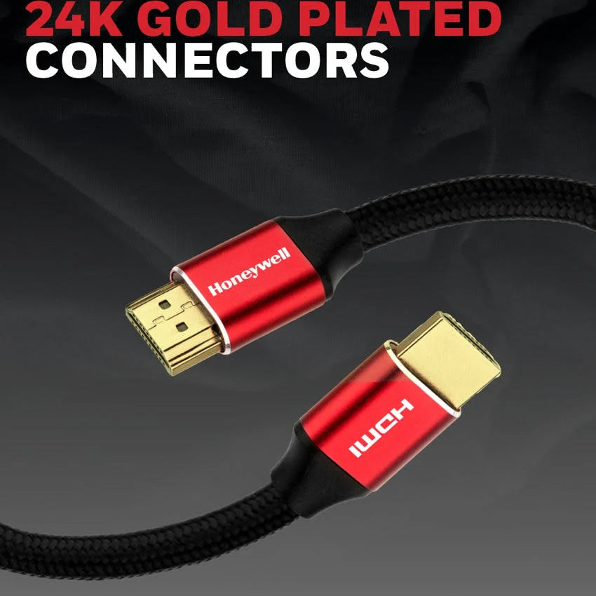 Honeywell HDMI Cable 2.1 with Ethernet, 8k@60Hz, 4k@120Hz UHD Resolution, 1 Mtr(3.3ft), 48 GBPS Transmission Ultra High Speed, Dolby DTS, eARC, 3D,Male-to-Male,Compatible with all HDMI-Enabled Devices